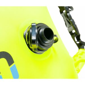 Puffin R20 Drybag Float Neon Yellow close up of open valve